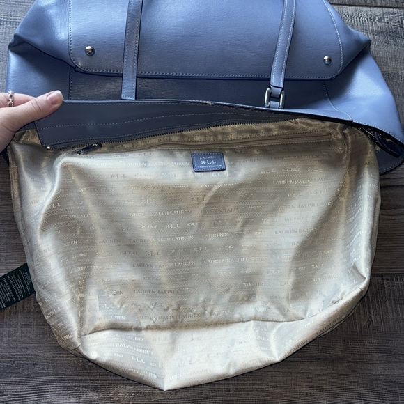 Ralph Lauren Newberry Halee Periwinkle Medium Blue Leather Shoulder Bag - Picture 6 of 14